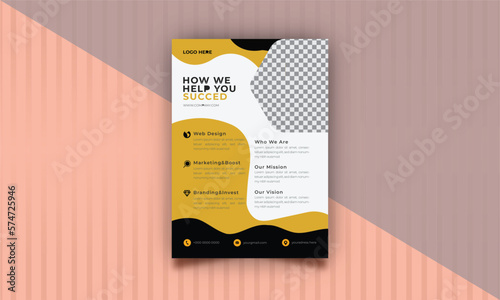Grow your business flyer design template. take your business to the next level of poster leaflet design.A4 template, brochure design, cover, flyer, poster, print-ready 