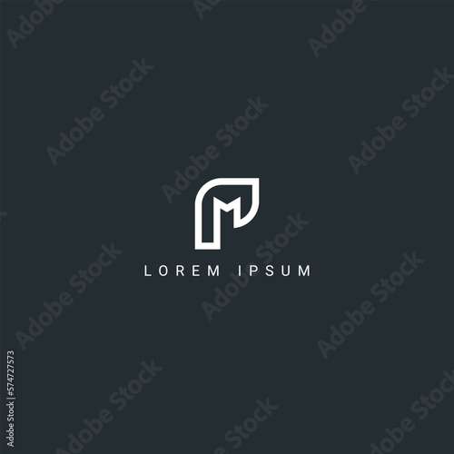 Alphabet PM MP letter simple style logo design vector template.
