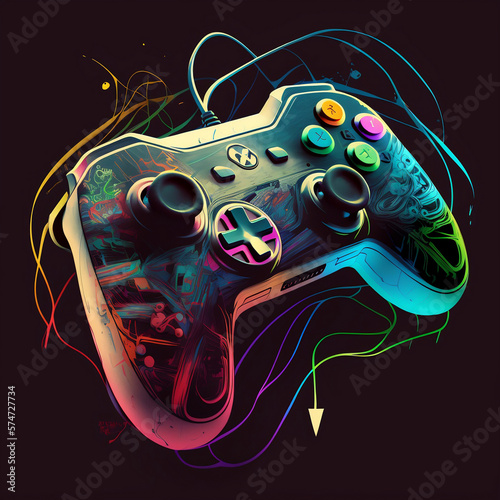 Artistic Gaming: A Colorful and Abstract Game Controller Design photo