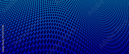 Hexagons pattern in 3D perspective vector abstract background, technology theme network and big data image. © Sylverarts