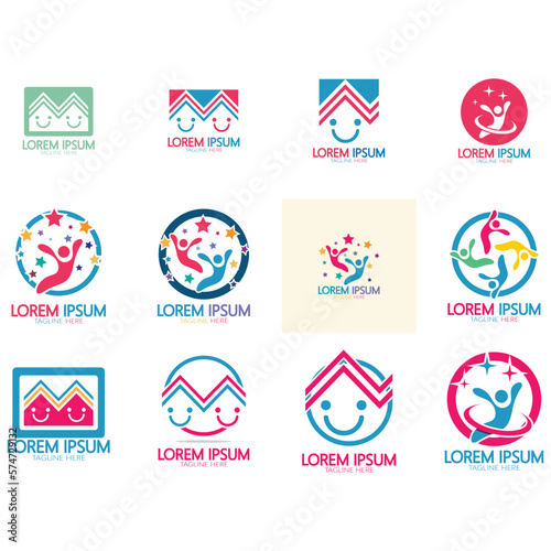 kindergarten logo design simple vector template icon illustration for education playgroup children s learning home children s school with a modern concept