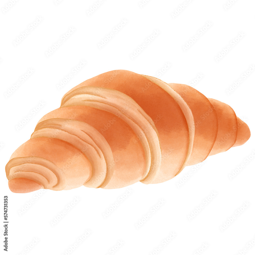 French Croissant Watercolor Clipart PNG isolated on white background. French Croissant Watercolor Clipart PNG isolated on white background.