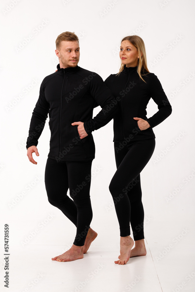 Sports family, husband and wife in thermal clothes. Sports family, husband and wife in thermal clothes.
