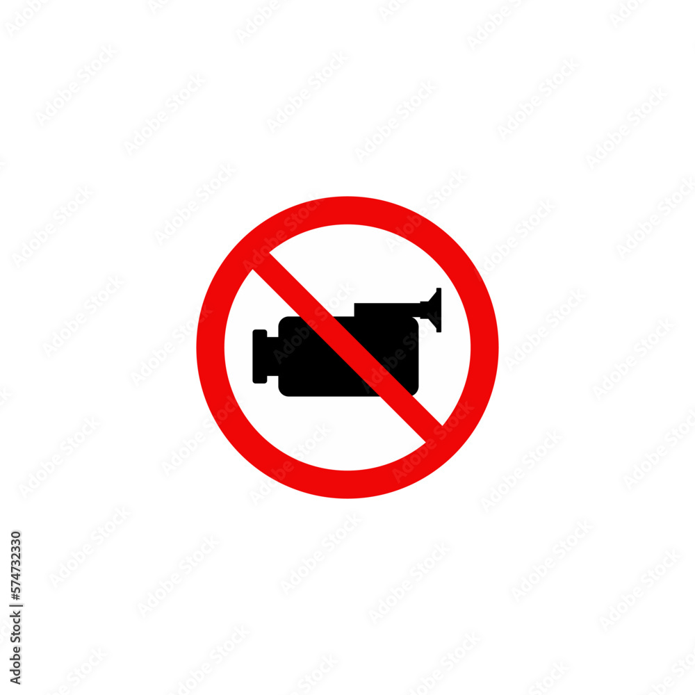 Video and cinematography Prohibition Sign Flat Vector Video and cinematography Prohibition Sign Flat Vector