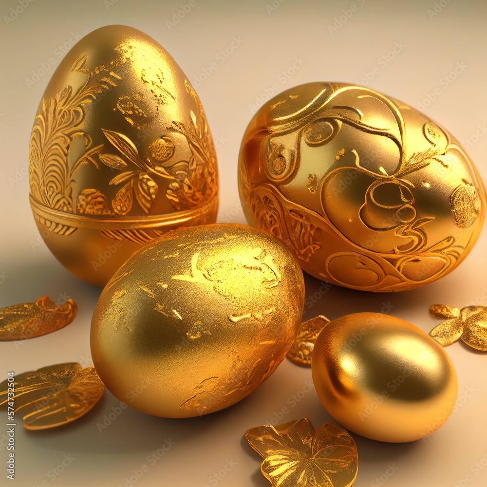 background with easter golden eggs. generative ai background with easter golden eggs. generative ai