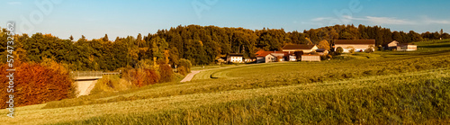 Beautiful alpine autumn or indian summer landscape view near Teisendorf, Berchtesgadener Land, Bavaria, Germany