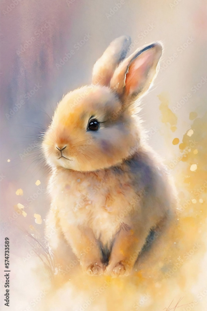 Fototapeta premium Cute easter bunny. Illustration - Animal 