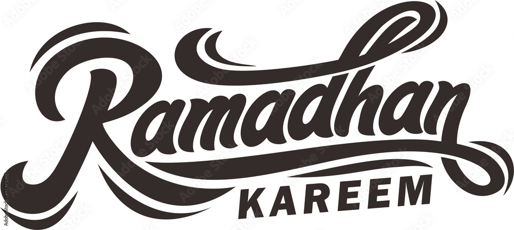 Ramadan Kareem calligraphy. Vector illustration. Handwritten greeting card, Ramadan kareem typography
