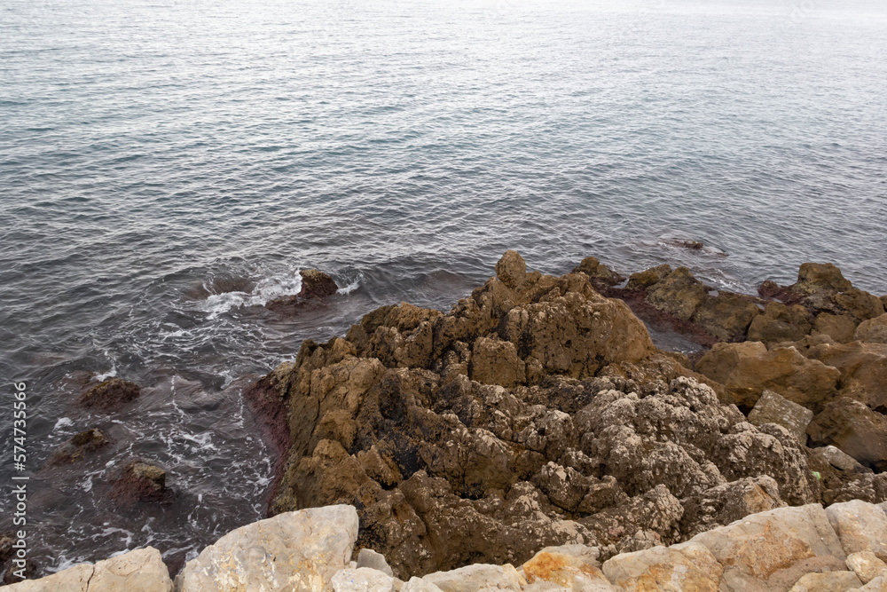 Rocks in the Mediterranean Sea at Antibes France