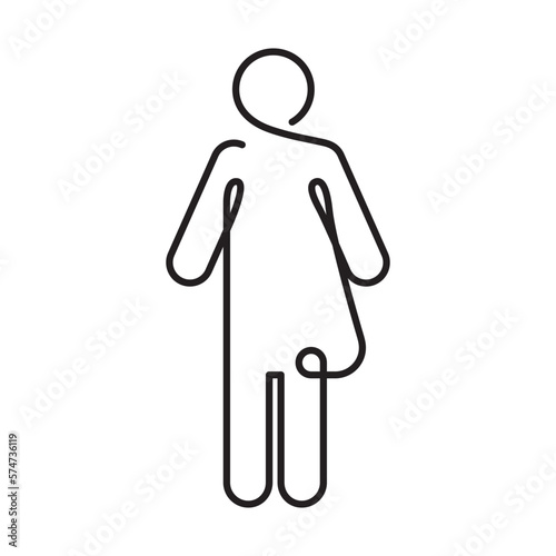 Linear toilet icon. Transgender sign for WC. Bathroom or restroom sign. Line toilet symbol for They. Editable stroke.