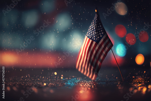 stars and stripes. american flag with bokeh in the background. Generative AI