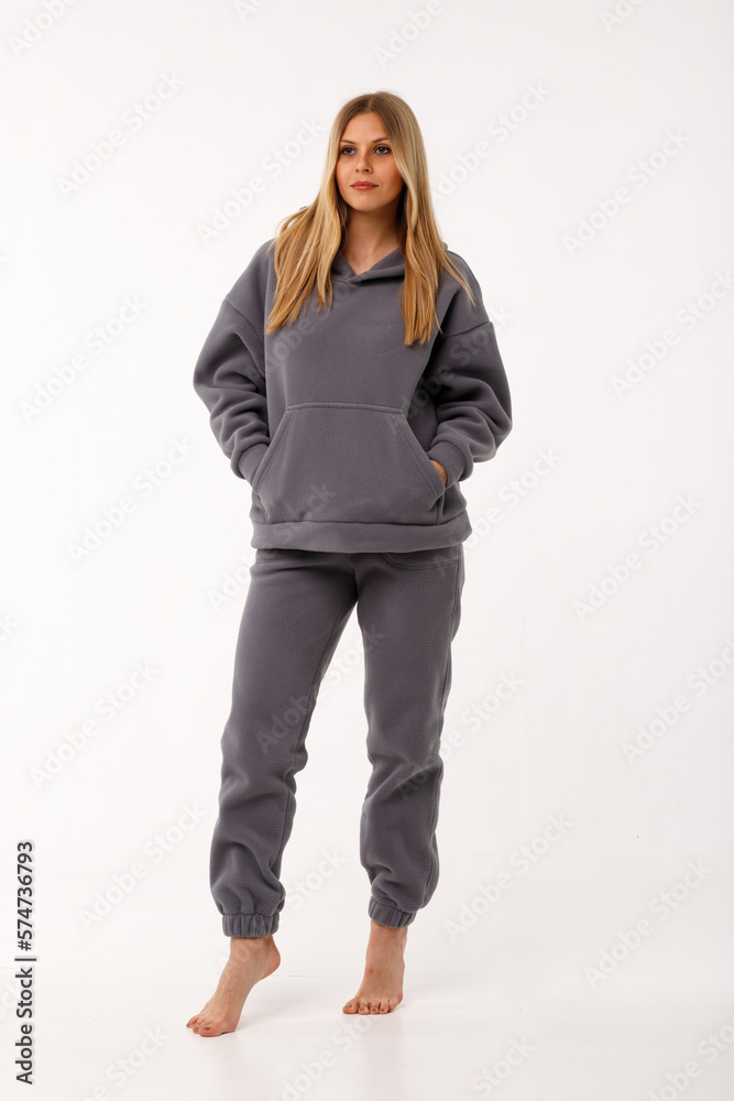 Sporty blonde girl in thermal clothing for women Sporty blonde girl in thermal clothing for women