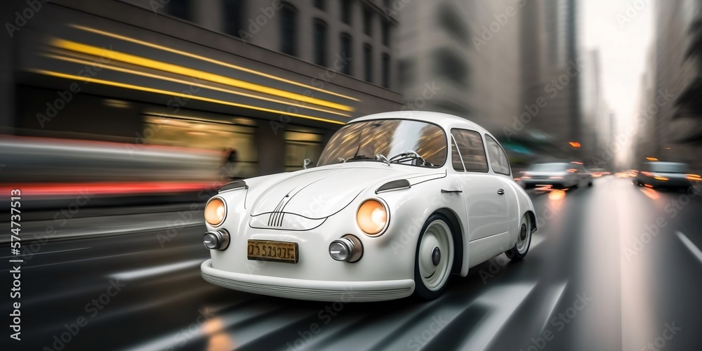 Retrofuturistic concept car, inspired by Subaru 360, generative AI