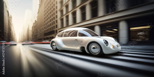 Retrofuturistic concept car, inspired by Subaru 360, generative AI © Sergey