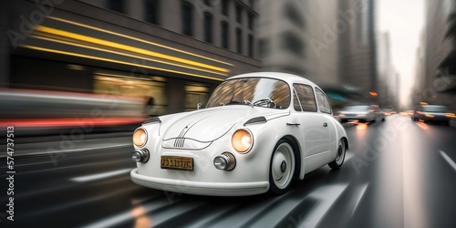 Retrofuturistic concept car  inspired by Subaru 360  generative AI