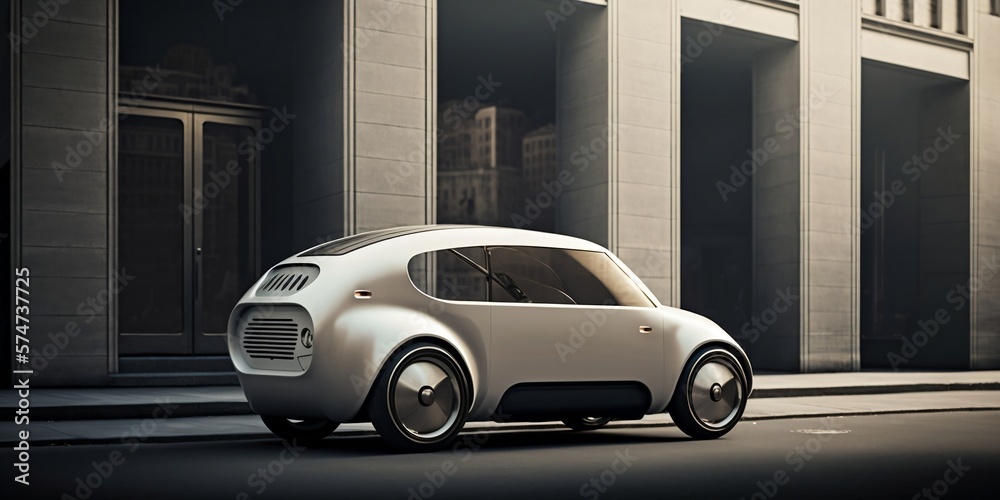Retrofuturistic concept car, inspired by Subaru 360, generative AI
