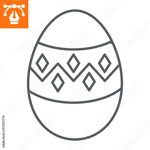 Easter egg line icon, outline style icon for web site or mobile app, holiday and easter, egg with ornament vector icon, simple vector illustration, vector graphics with editable strokes.