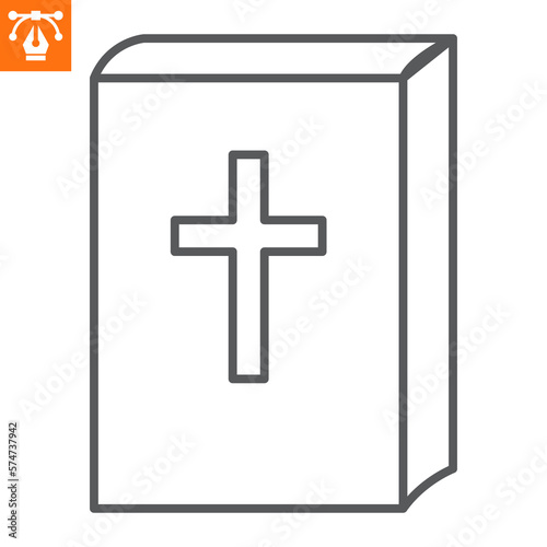 Bible line icon, outline style icon for web site or mobile app, book and easter, bible vector icon, simple vector illustration, vector graphics with editable strokes.