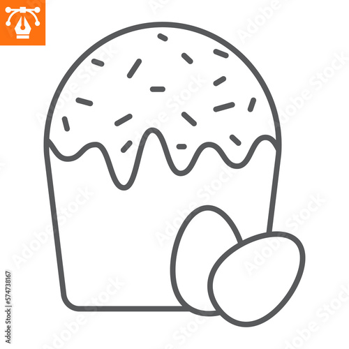 Easter cake line icon, outline style icon for web site or mobile app, holiday and easter, panettone vector icon, simple vector illustration, vector graphics with editable strokes.
