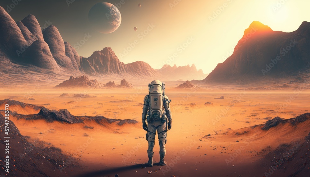 Beyond the Unknown: A Lone Astronaut's Journey on an Alien Planet, AI Generative