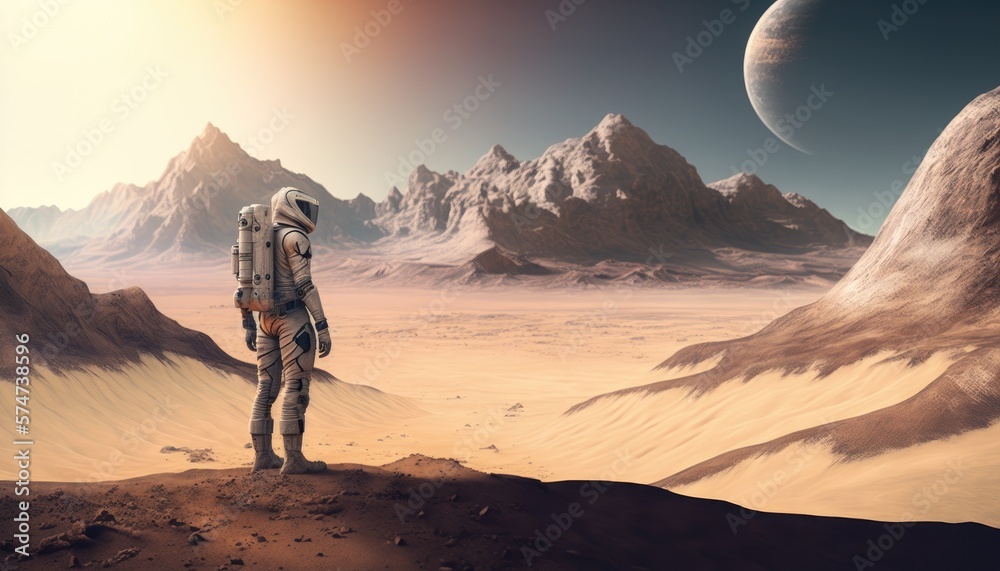 Stranded in the vastness of an unknown planet, AI generative Stranded in the vastness of an unknown planet, AI generative