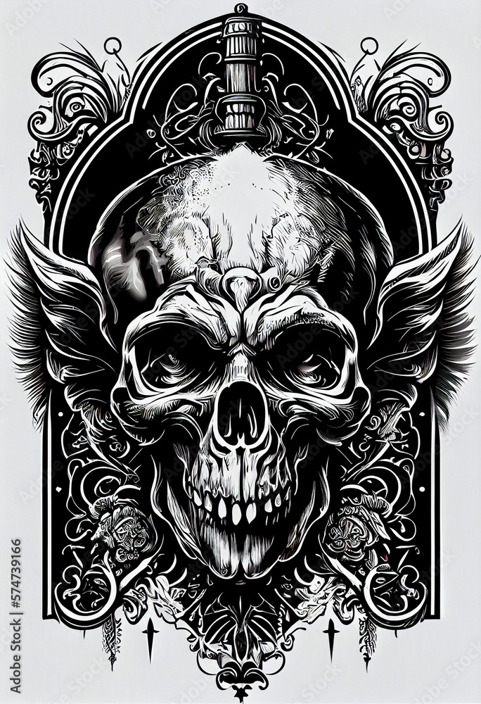 Generative AI abstract render of a monkey skull Generative AI abstract render of a monkey skull