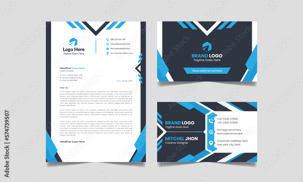 Minimal Corporate Business Modern Letterhead Design Template Creative Abstract Professional Business Card.