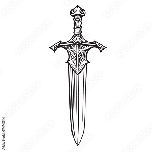 Vintage sword hand drawn sketch Vector illustration