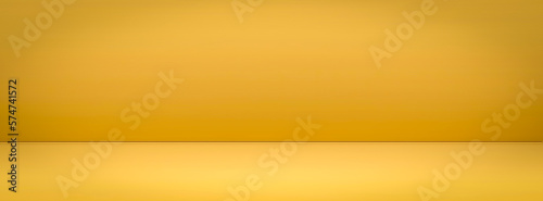 Empty modern vivid yellow studio background for copy space display product of present content advertising banner product design mockup.