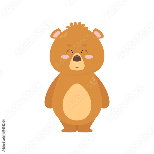 Bear. Brown bear in cartoon style. Children s flat illustration