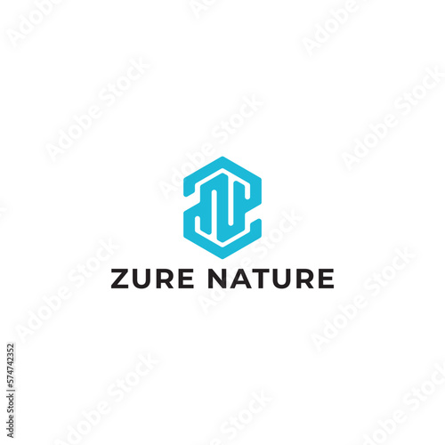 Abstract initial letter ZN or NZ logo in blue color isolated in white background applied for home furnishing logo also suitable for the brands or companies have initial name NZ or ZN.
