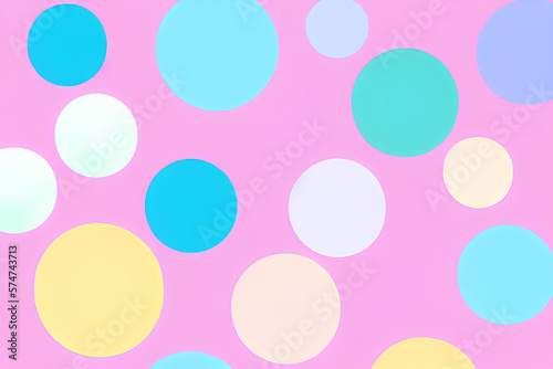 Pastel Color Random Round Geometric Shapes Background Graphics created with generative AI technology