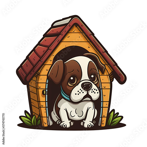 Dog House with Dog Illustration