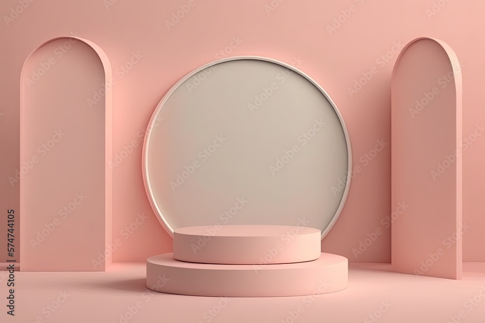 3D render of a podium scene, Pink product showcase background, Generative AI Digital Illustration 3D render of a podium scene, Pink product showcase background, Generative AI Digital Illustration