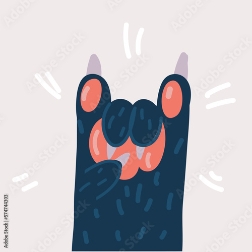 Vector illustration of Cat paws shows rock sign