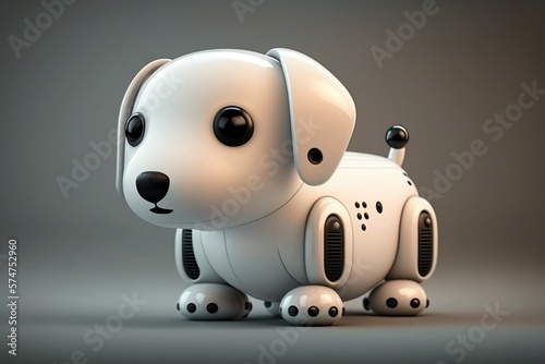 White Robot Puppy  Little Dog Robot Pet Assistant  Powered by Artificial Intelligence  Generative AI