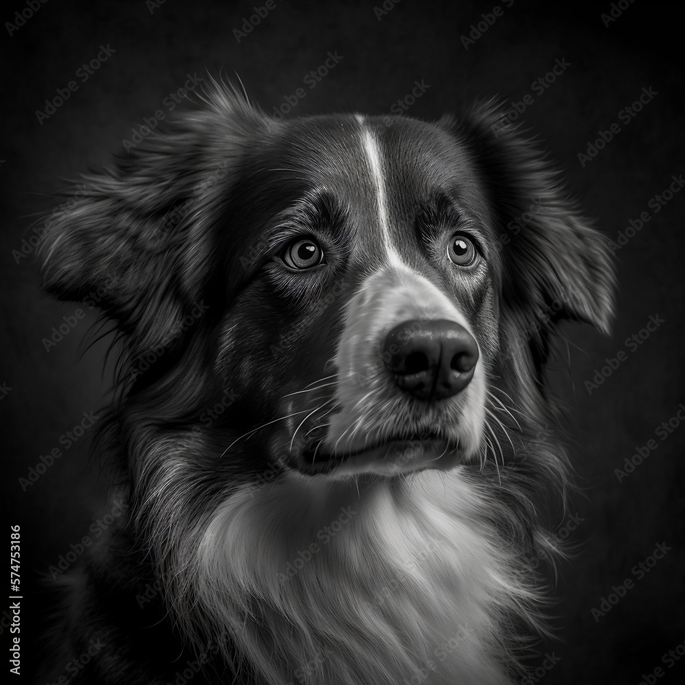 Dog black and white portrait