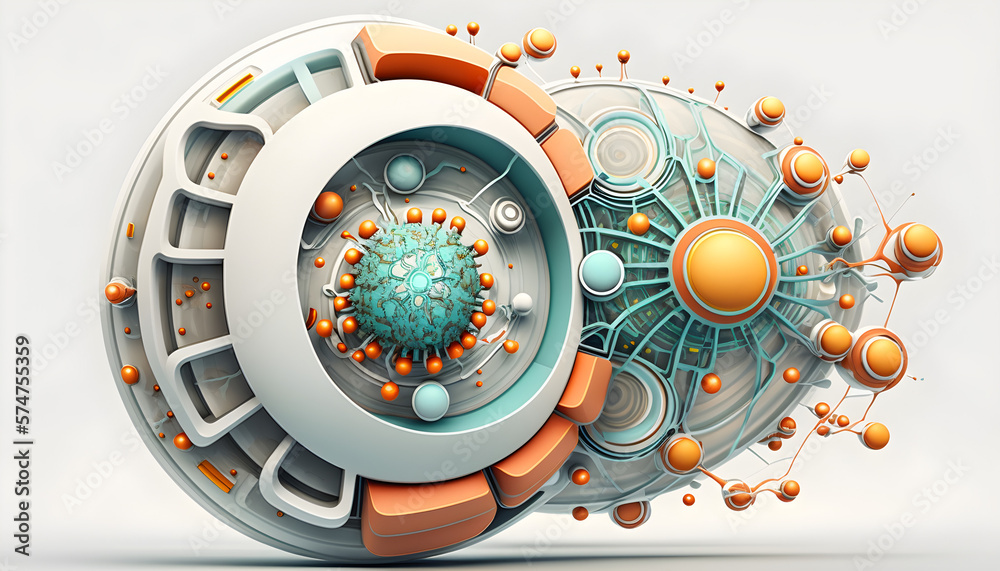 Obraz premium Sgenarized with the help of a neural network , vector image on the theme of science and progress, technology of the future