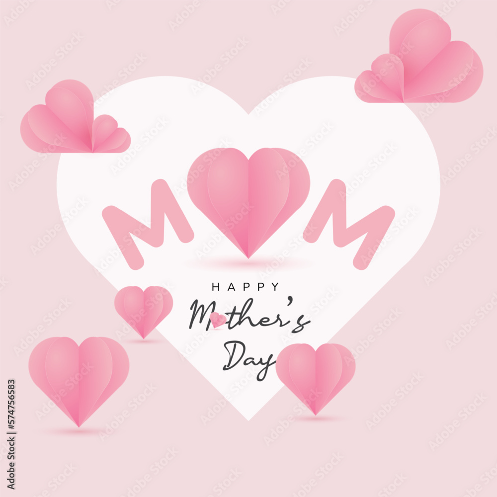 Happy mothers day card with heart symbol