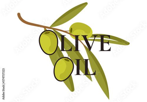 Olive oil. Natural product. extra virgin olive oil icon vector illustration. Elegant Logo template with olive branch - simple linear style