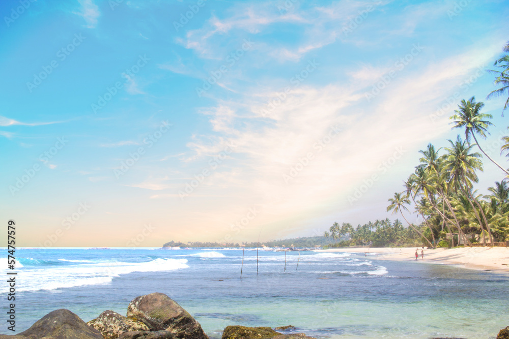 Obraz premium Beautiful view of the tropical beach of Sri Lanka on a sunny day