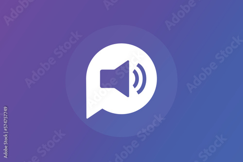 Принти на полотні Speaker sound on button with speech bubble vector icon