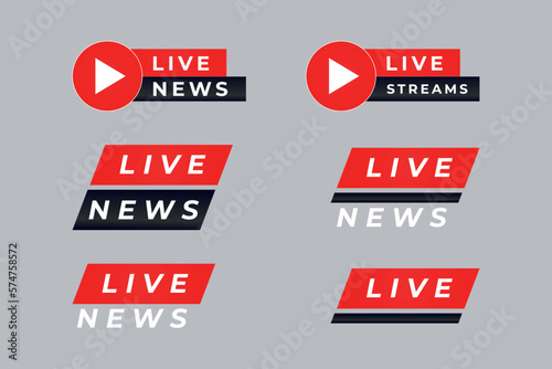 Set of Live stream news banners