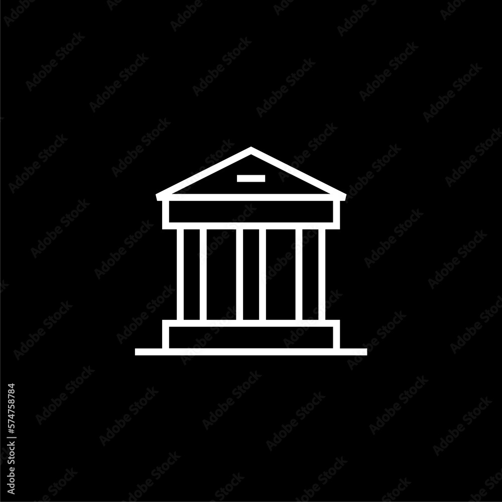  Simple sign bank icon isolated on black background. 