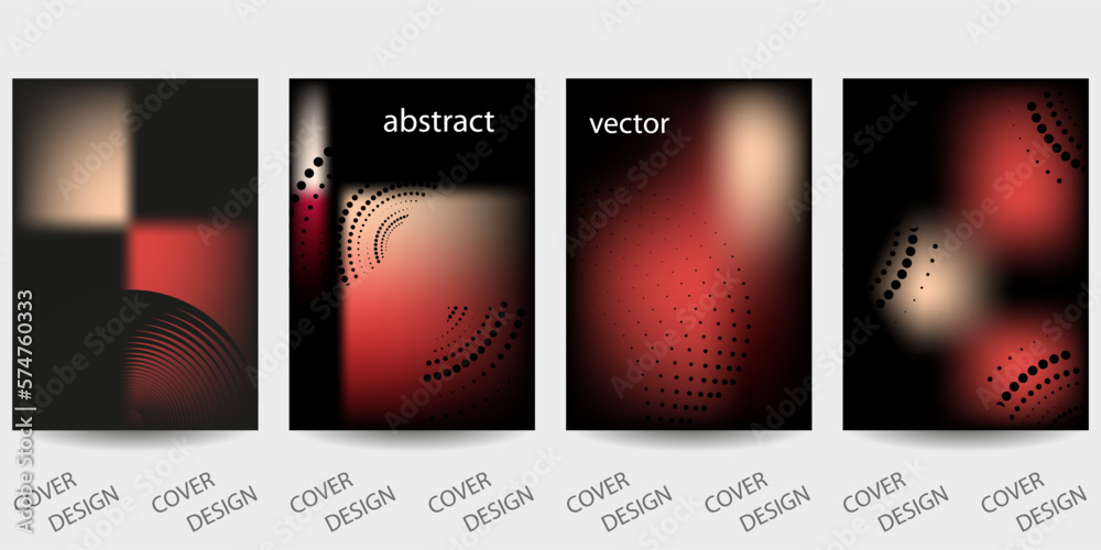 Trendy template for design cover, poster, flyer. Layout set for sales, presentations. Colorful background in vibrant gradient colors and halftone effect. Vector.