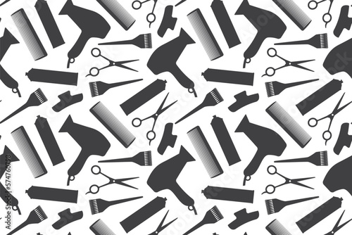 seamless hair salon pattern - vector illustration