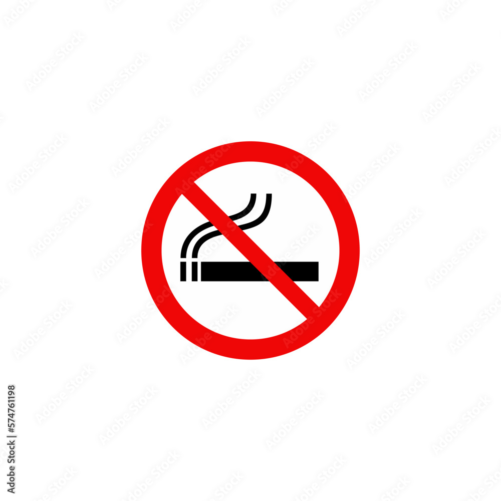 Smoking Prohibition Sign Flat Vector isolated on white background Smoking Prohibition Sign Flat Vector isolated on white background