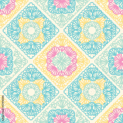 Colorful pastel granny squares seamless pattern 