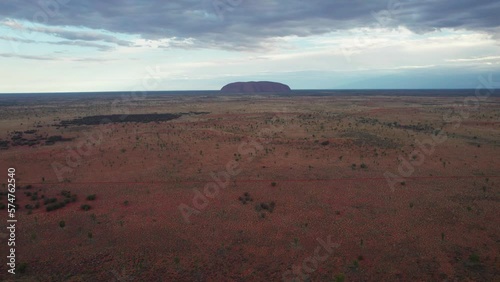 Outback Australia Red Desert Landscape Aerial Drone Shot Uluru, Ayers Rock photo