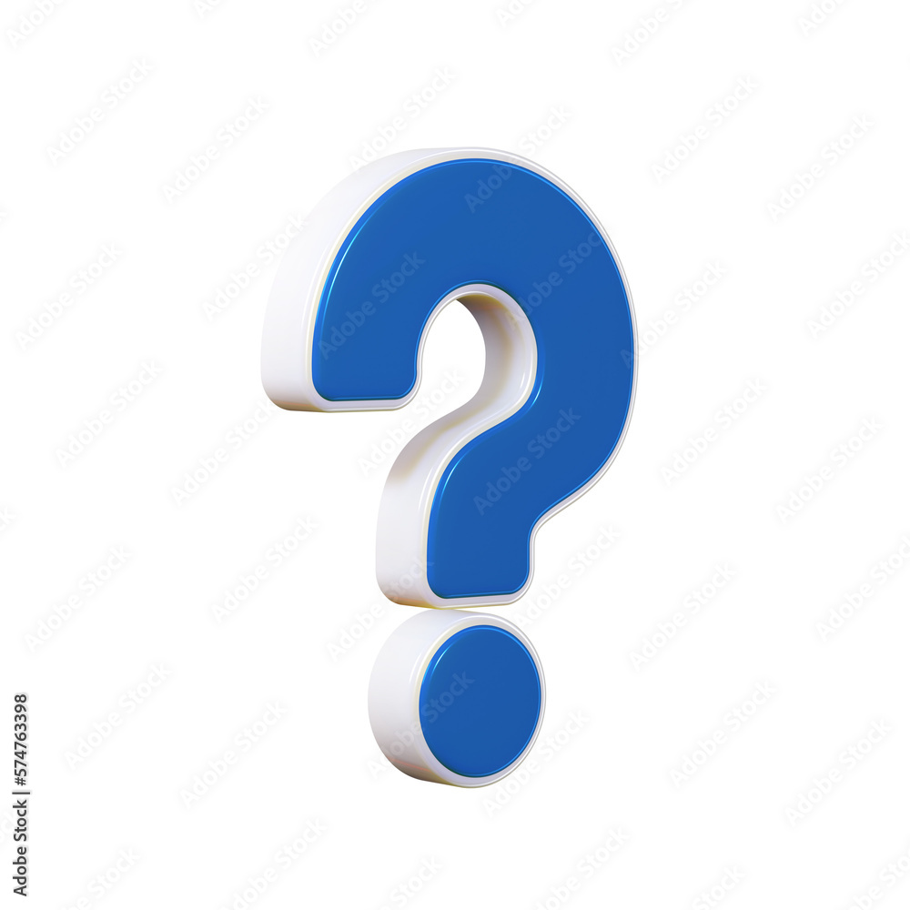 Blue question mark with white stroke. Isolated on a transparent background. 3d render Blue question mark with white stroke. Isolated on a transparent background. 3d render